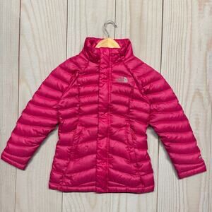 The North Face Girls 550 Down Fill Puffer Jacket Size XS (6) Hot Pink *No Hood*